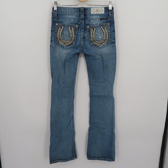 Miss Me Chloe Boot Women 26 Distressed Blue Denim Jeans Bootcut Cotton Blend - Picture 7 of 16